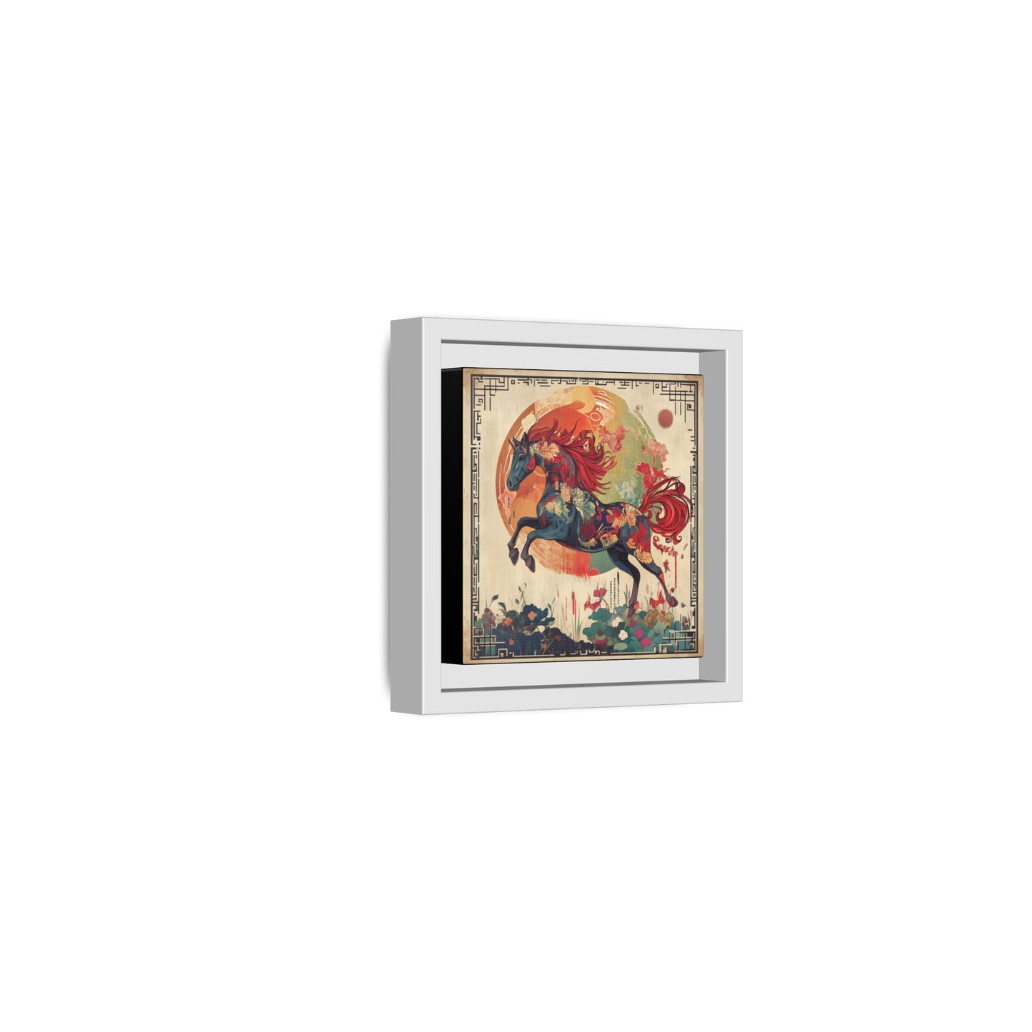 Fire Horse Year Matte Canvas Framed Print