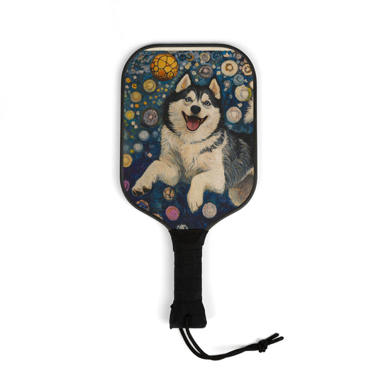 Pickleball Paddle Set with Husky Design, Fun Outdoor Game, Pet Lover Gift, Sports Equipment, Family Activity