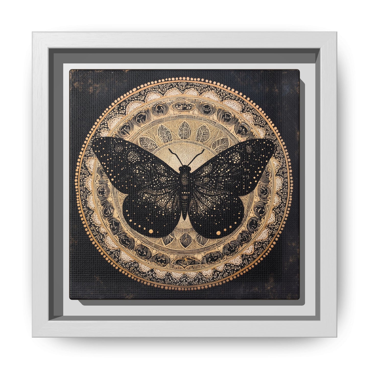 Black Moth Mandala Matte Canvas Framed | Wall Art