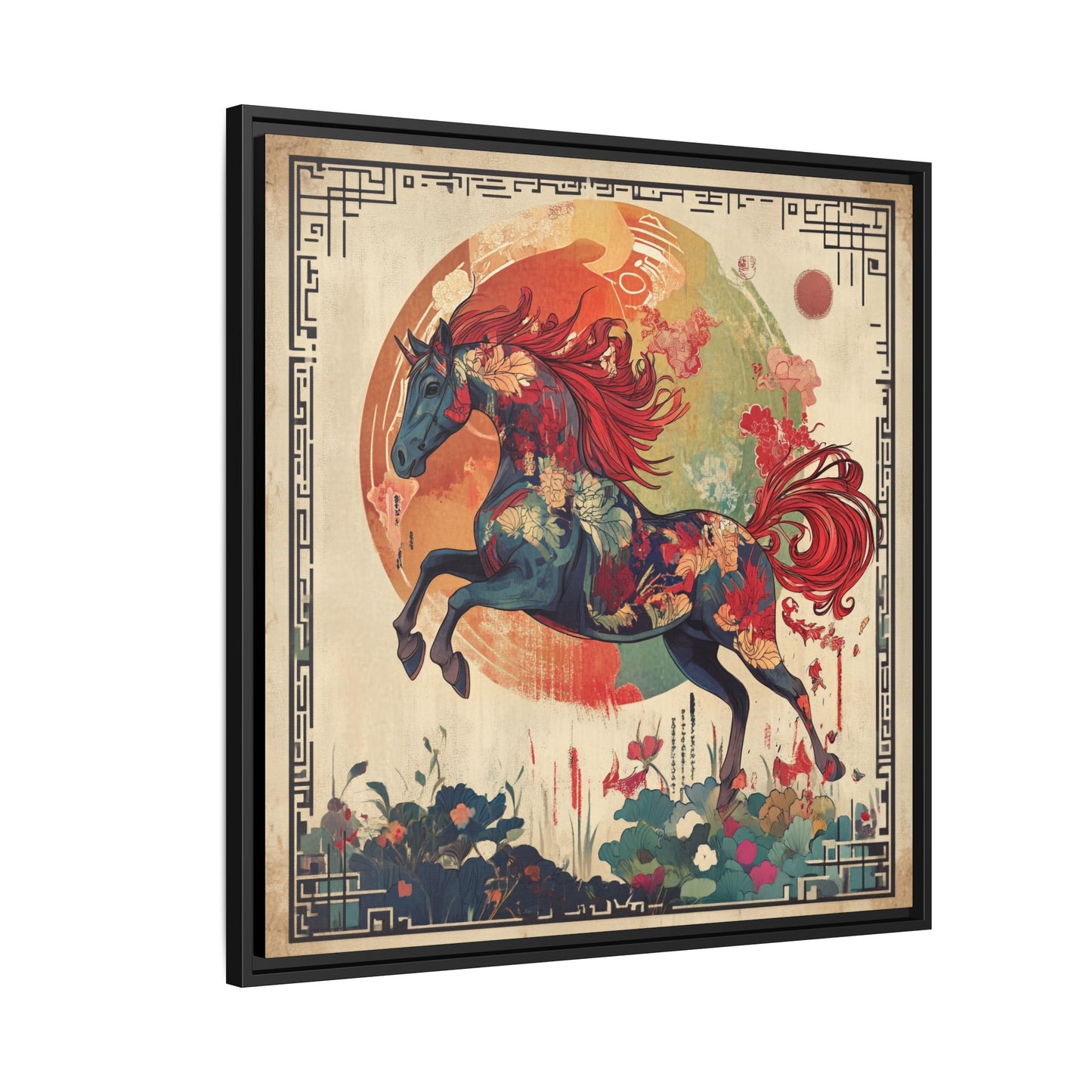 Fire Horse Year Matte Canvas Framed Print