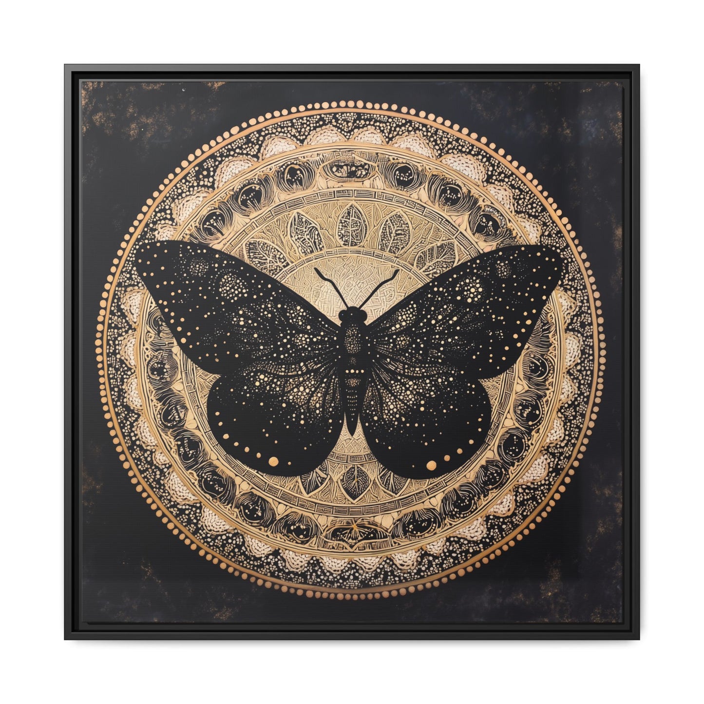 Black Moth Mandala Matte Canvas Framed | Wall Art
