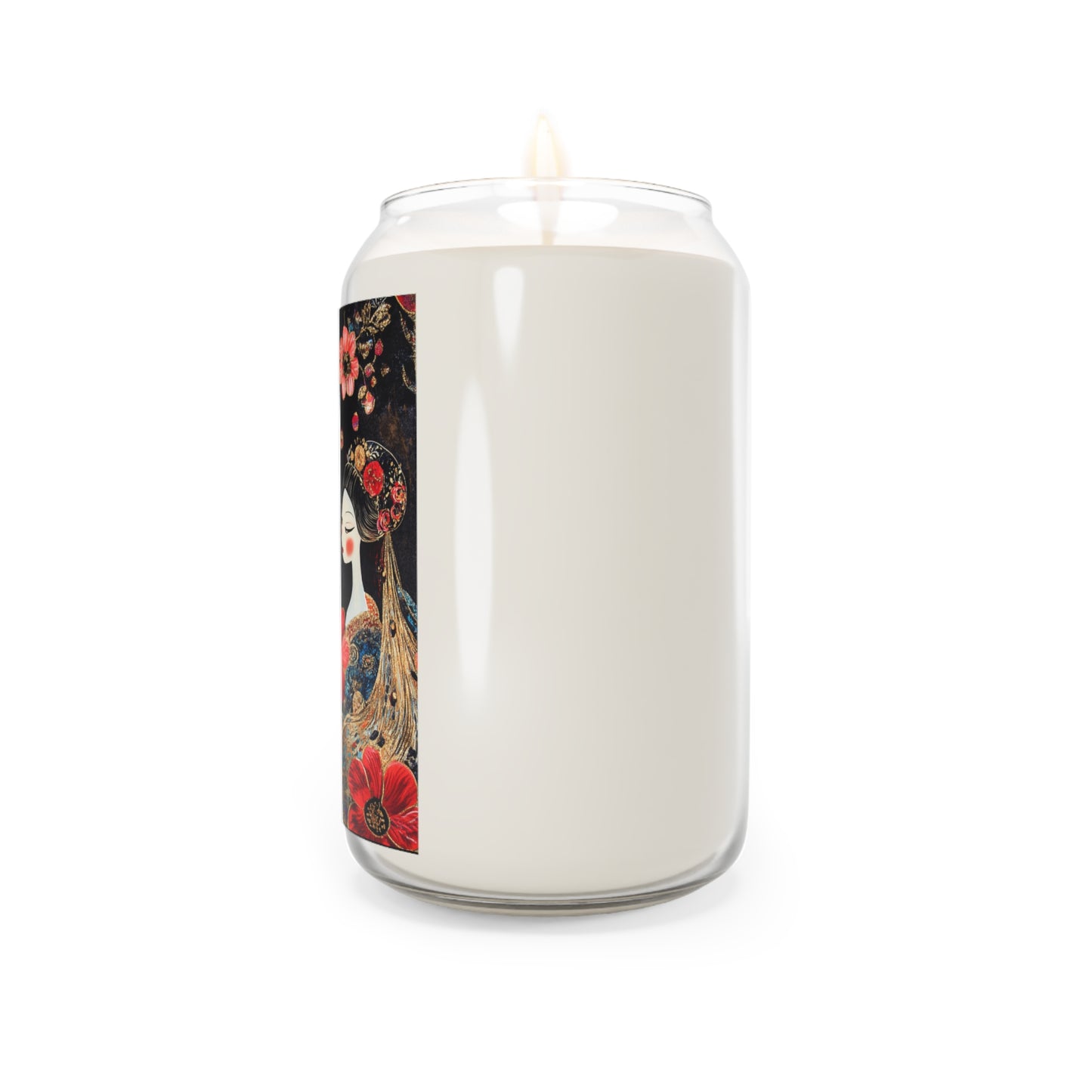Elegant Geisha Cat Scented Soy Candle, Aromatherapy Gift, Hand-Poured Candle, Home Decor, Floral Design, Relaxation Gift