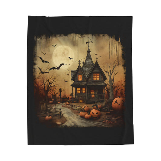 Halloween House Themed Velveteen Plush Blanket, Cozy Throw for Autumn, Spooky Home Decor, Ghostly Gift for Halloween Parties, Fall [...]