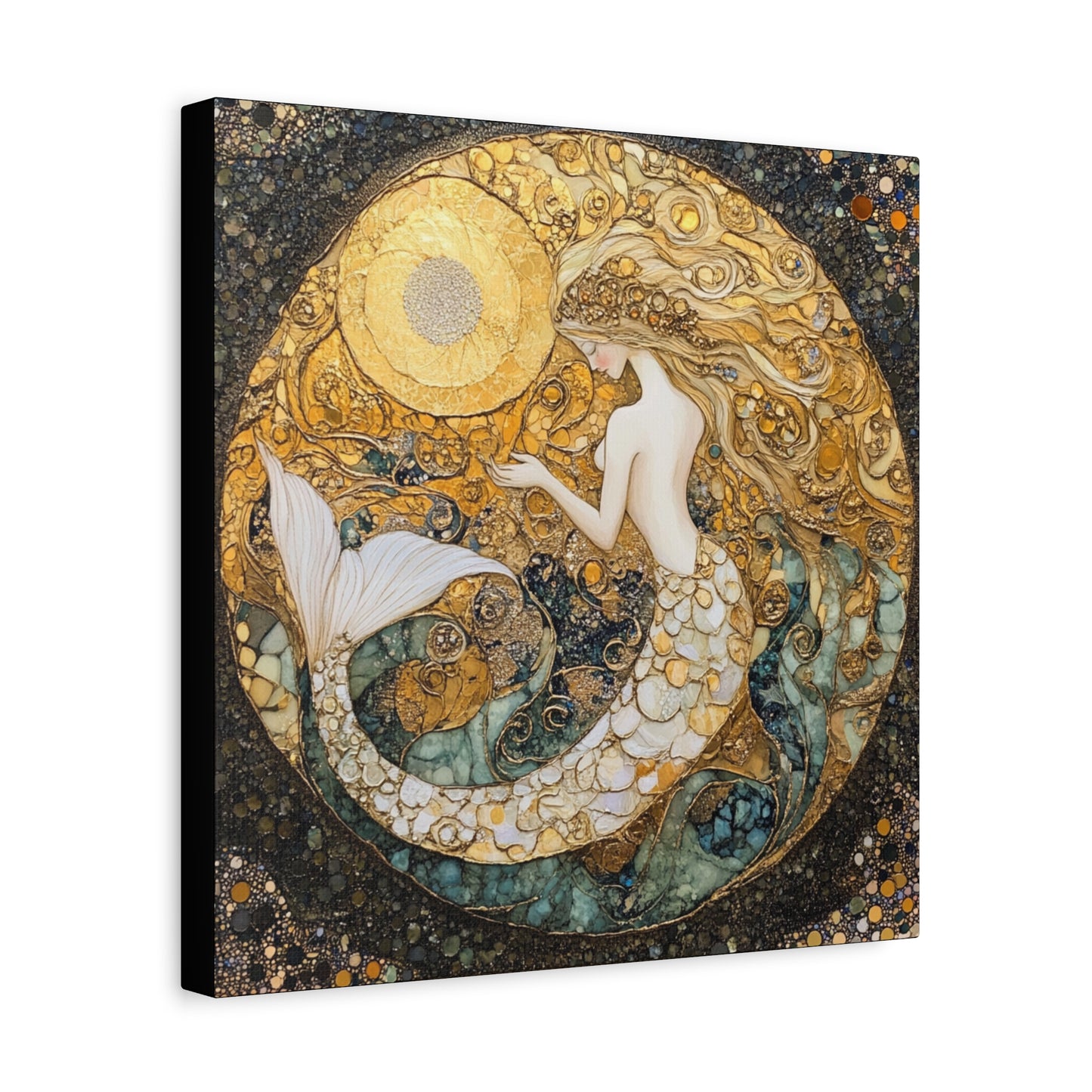 Elegant Mermaid Wall Art - Stretched Matte Canvas, Nautical Decor, Ocean Lover Gift, Home Decoration, Unique Mermaid Artwork