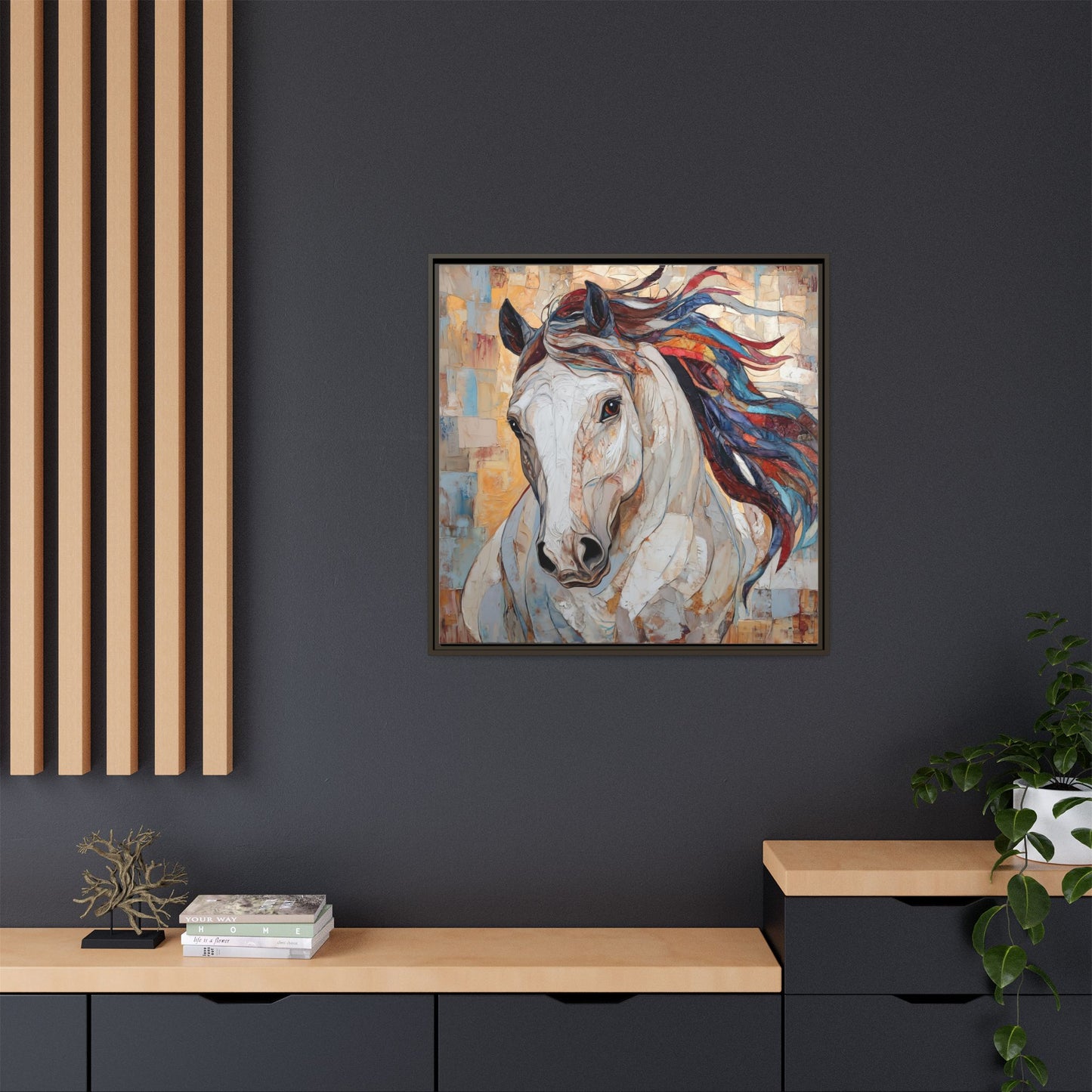 Colorful Mane Horse Matte Canvas Framed | Equine Wall Art