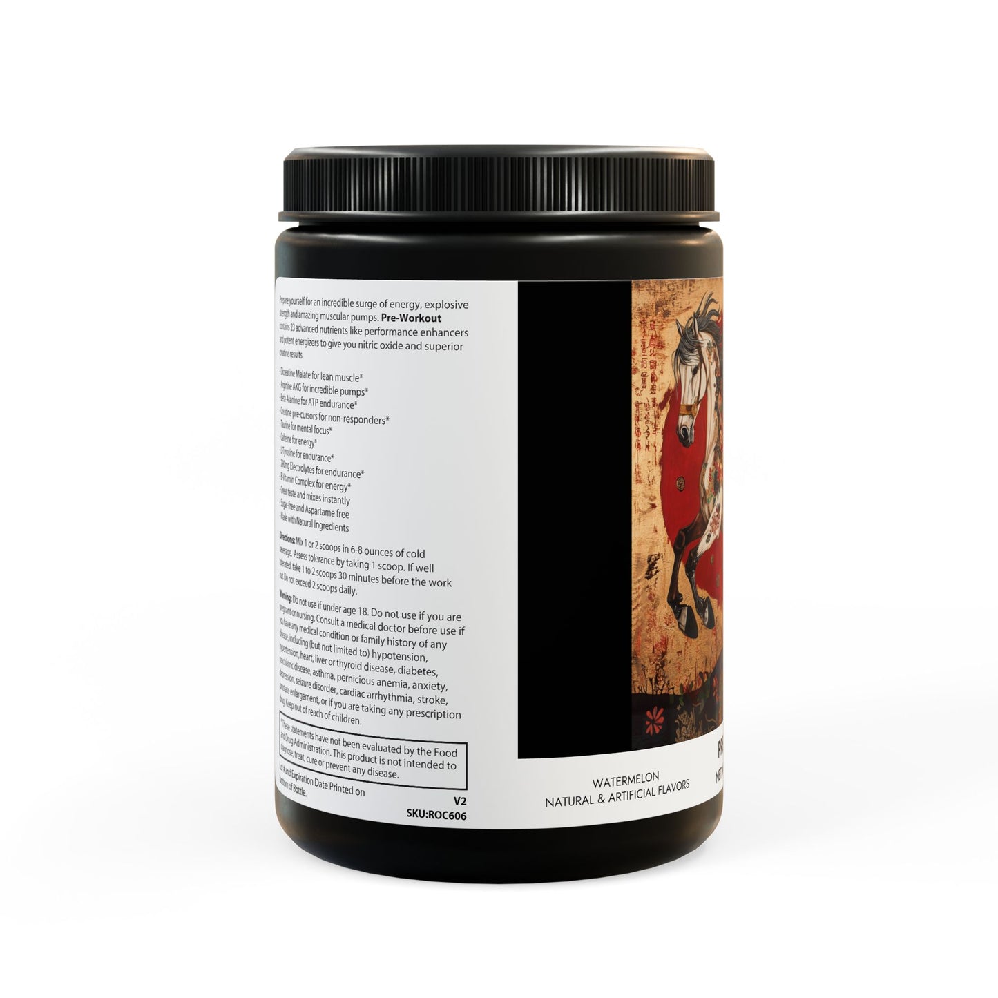 Pre-Workout Supplement, Watermelon (300g, 10.58oz) Year of The Fire Horse Illustration