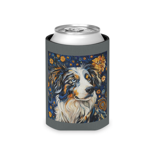 Tri Color Aussie Can Cooler, Pet Lover Gift, Summer BBQ Accessory, Dog Birthday Party Favor, Australian Shepherd