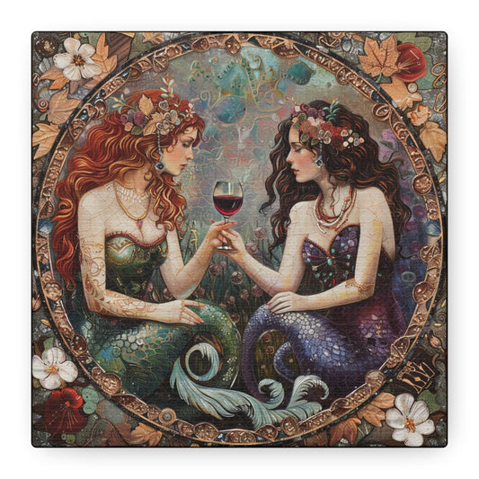 Mermaid in Paris Canvas Print, Mermaid Lovers, Mermaid Gift, Girlfriend Gift, Mermaid Canvas, Choose Your Size Canvas Options