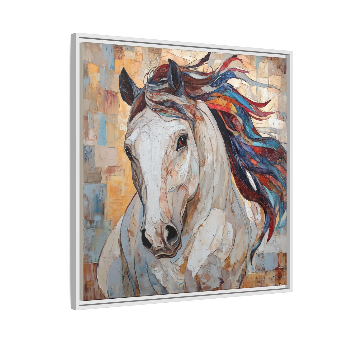 Colorful Mane Horse Matte Canvas Framed | Equine Wall Art