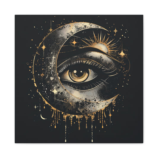 Celestial Eye Canvas Art Print, Mystic Moon Artwork, Astrology Decor, Spiritual Wall Art, Gift for Astronomers