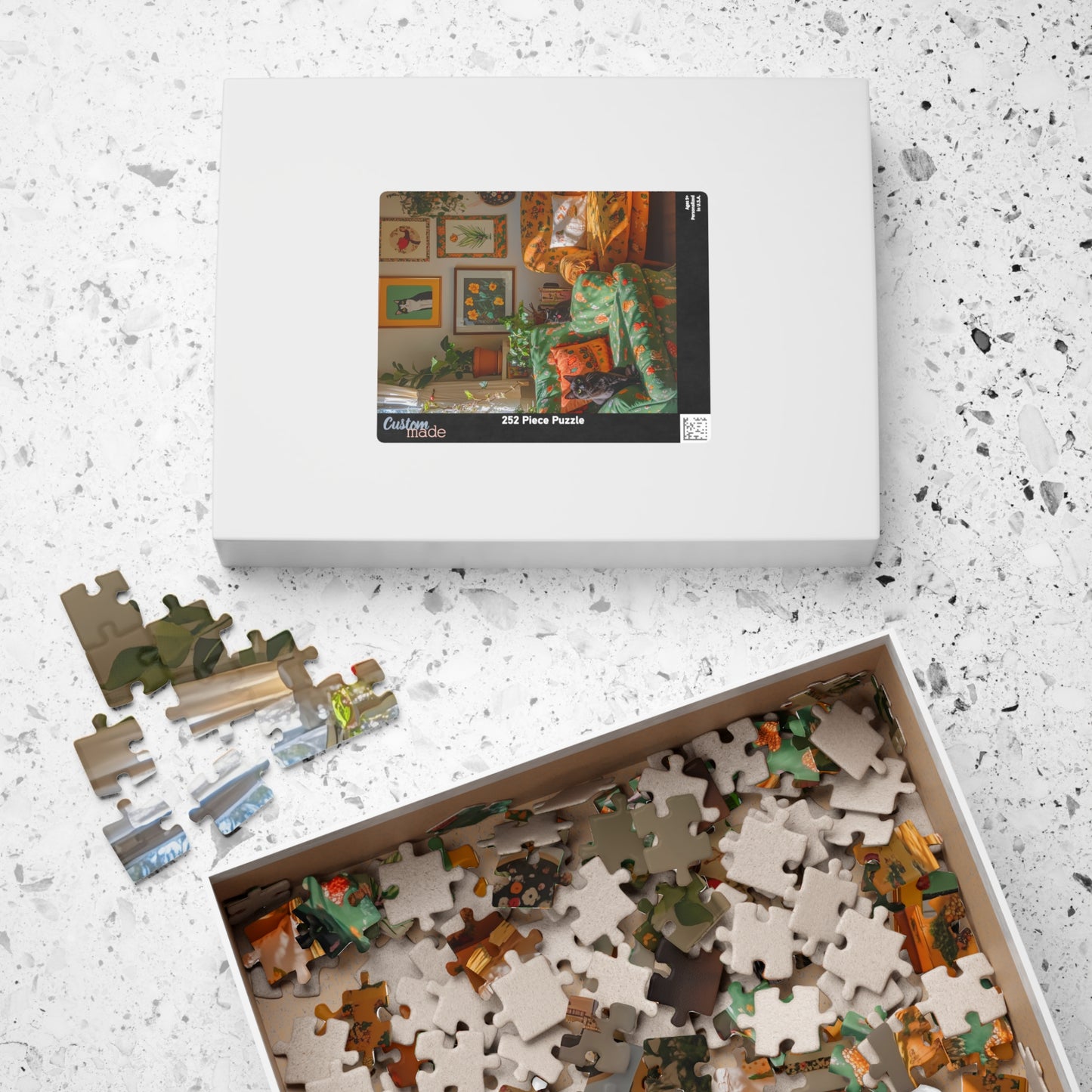 Cozy Living Room Black Cat Print Puzzle