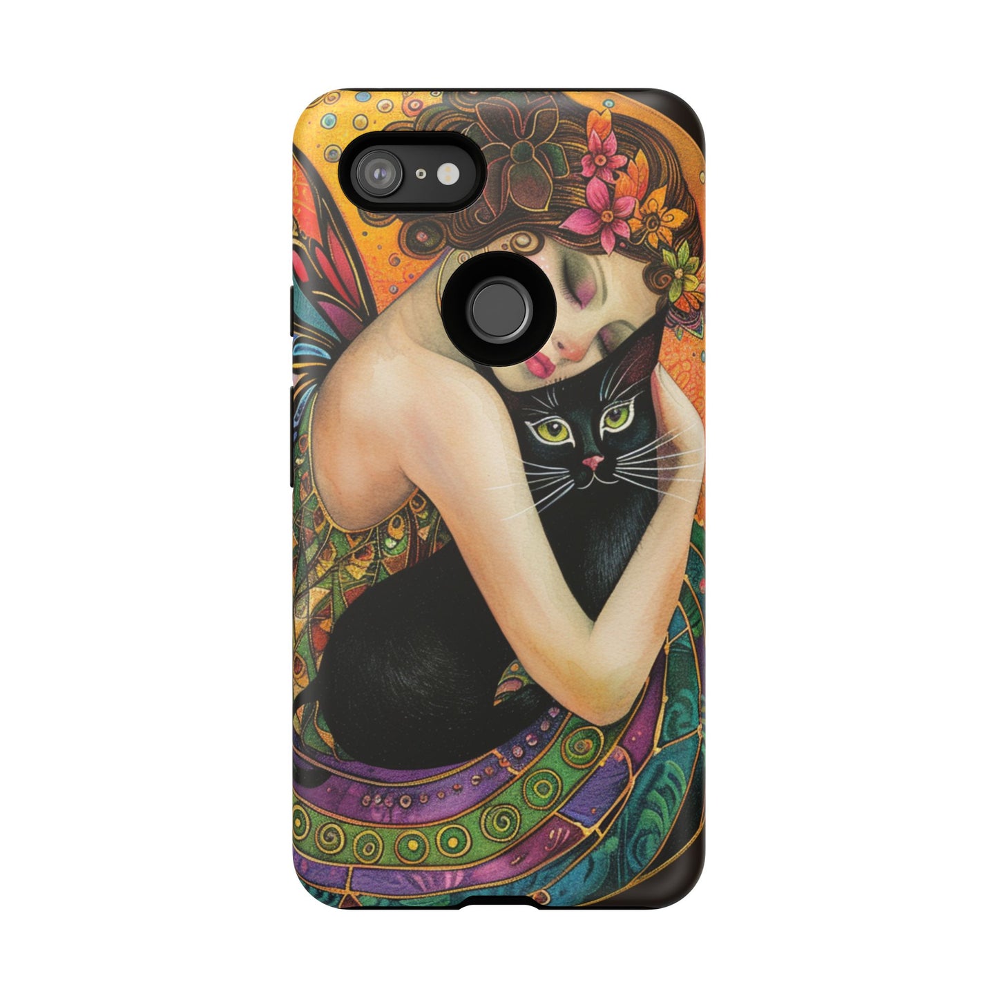 Colorful Art Phone Case with Cat and Fairy Design, Phone Cover Gift for Cat Lovers, Unique Floral Case, Magical Design, Vibrant Phone [...]
