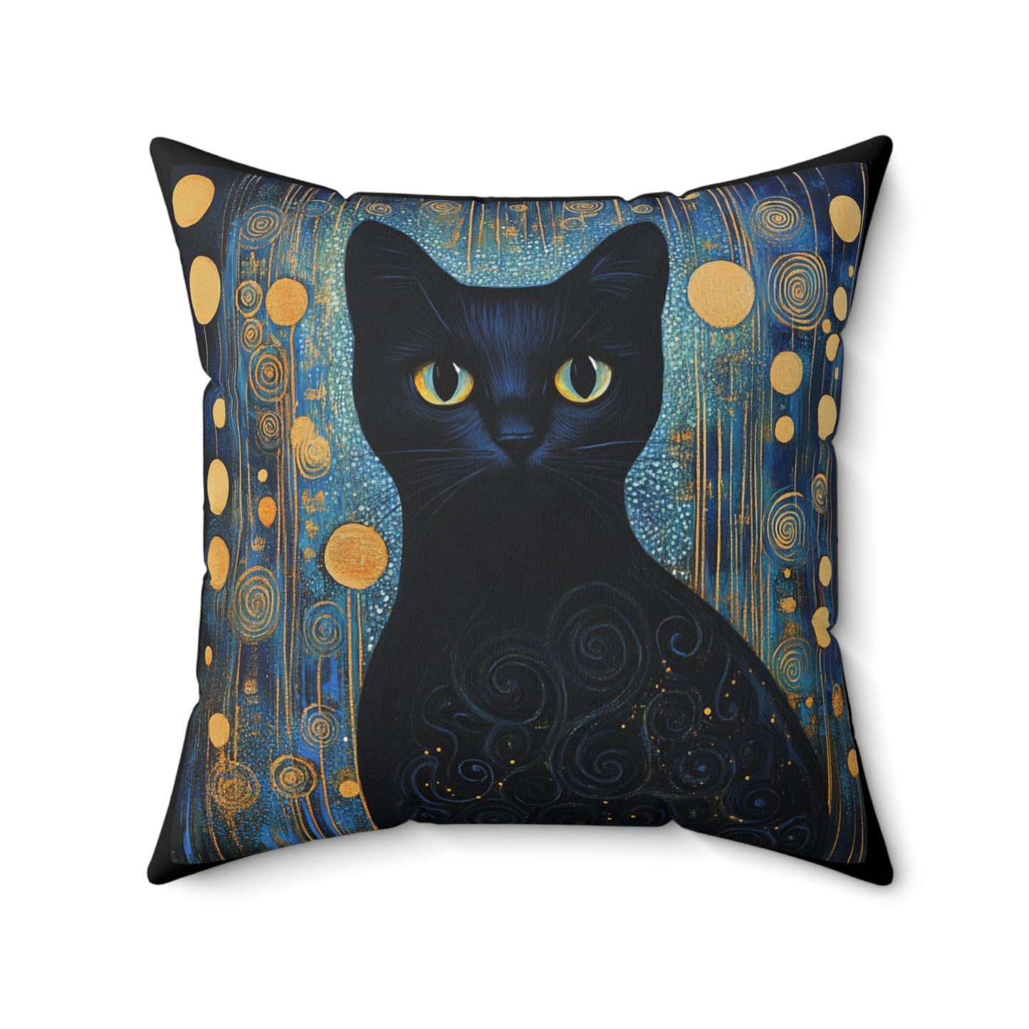 Crystal Cat Collection Black Obsidian Cat Pillow, Cozy Home Decor, Cat Lover Gift, Goth Aesthetic Cushion, Unique