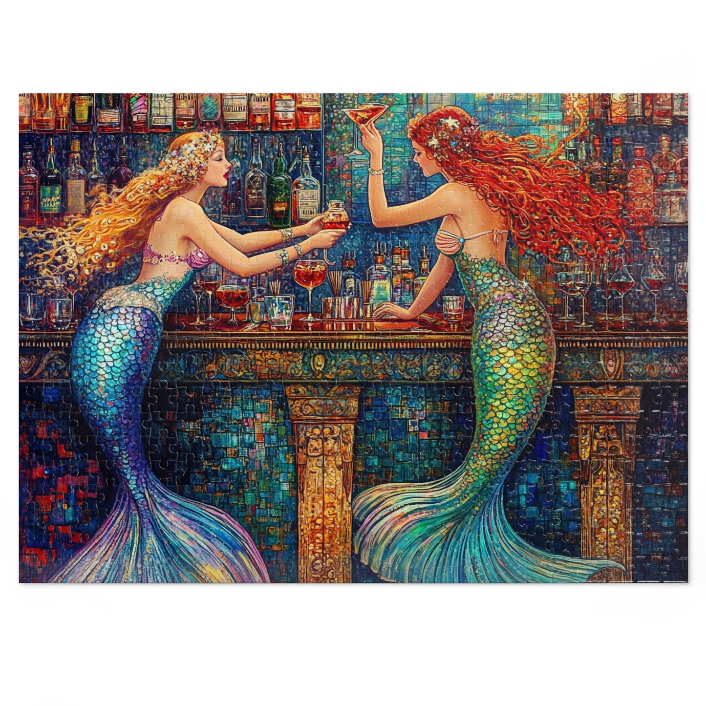 Mermaid Bar Jigsaw Puzzle with Tin | Colorful Ocean Fantasy Puzzle