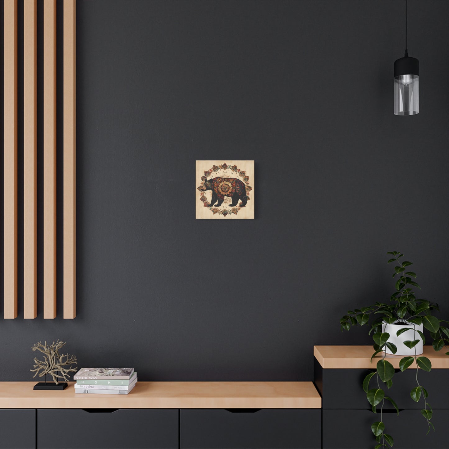 Bohemian Mandala Bear Matte Canvas Wall Art | Stretched Canvas