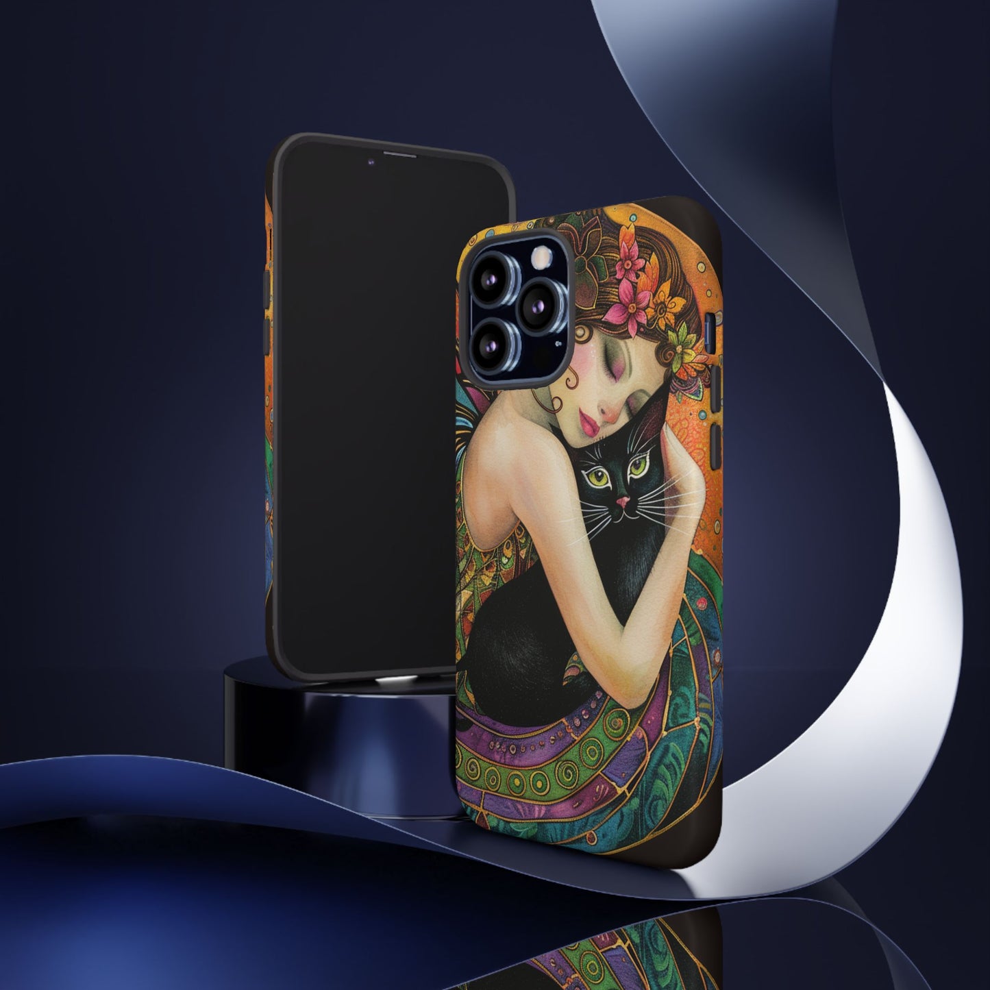 Colorful Art Phone Case with Cat and Fairy Design, Phone Cover Gift for Cat Lovers, Unique Floral Case, Magical Design, Vibrant Phone [...]