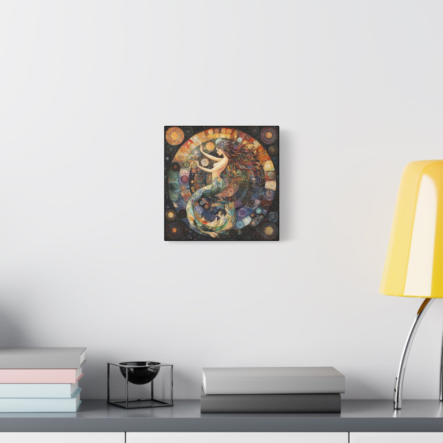 Autumn Mermaid Canvas Art Print, Ocean Wall Decor, Boho Home Decor, Nautical Gift, Vibrant Artwork, Mermaid Lover Gift