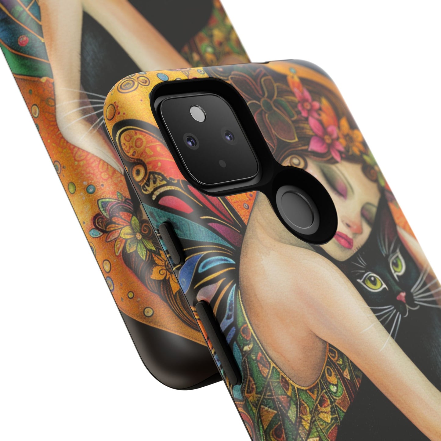 Colorful Art Phone Case with Cat and Fairy Design, Phone Cover Gift for Cat Lovers, Unique Floral Case, Magical Design, Vibrant Phone [...]