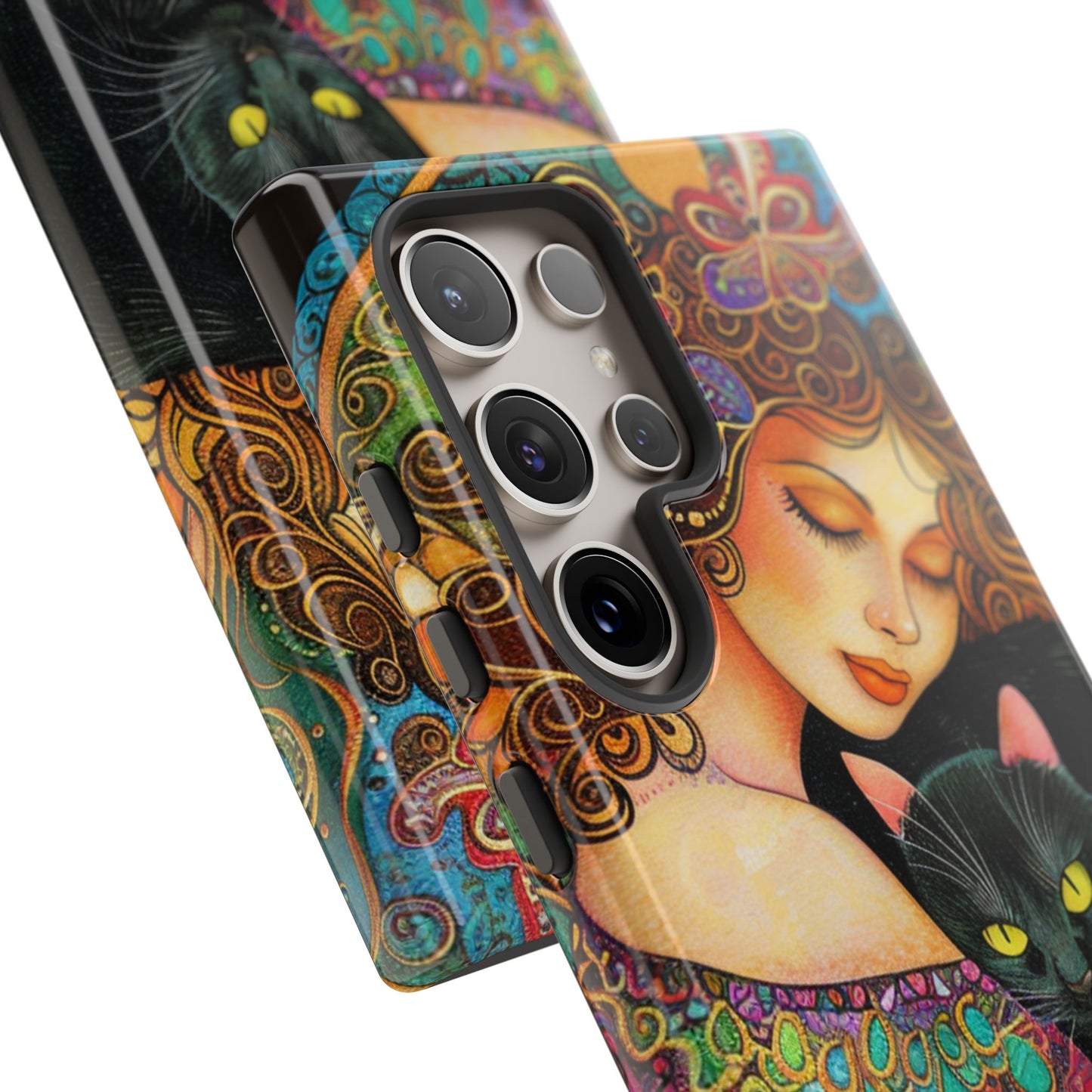 Colorful Cat Art Phone Case, Tough Phone Cover for Cat Lovers, Gift for Pet Owners, Artistic Mobile Case, Cute Cat Design