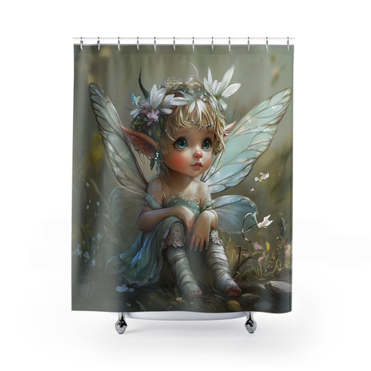 Baby Fairy Shower Curtain - Magical Bathroom Decor, Fantasy Home Accent, Kids' Room Decor, Enchanted Gifts