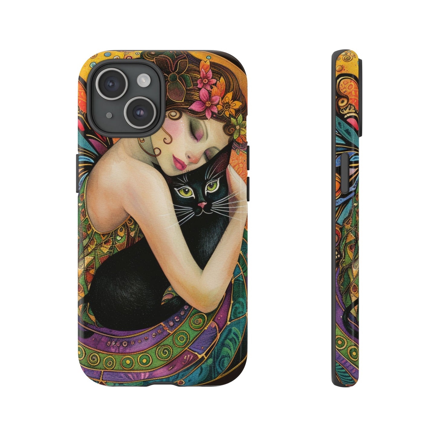 Colorful Art Phone Case with Cat and Fairy Design, Phone Cover Gift for Cat Lovers, Unique Floral Case, Magical Design, Vibrant Phone [...]