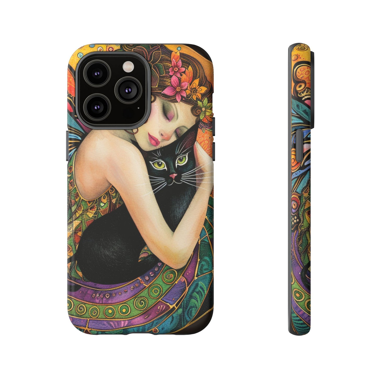 Colorful Art Phone Case with Cat and Fairy Design, Phone Cover Gift for Cat Lovers, Unique Floral Case, Magical Design, Vibrant Phone [...]