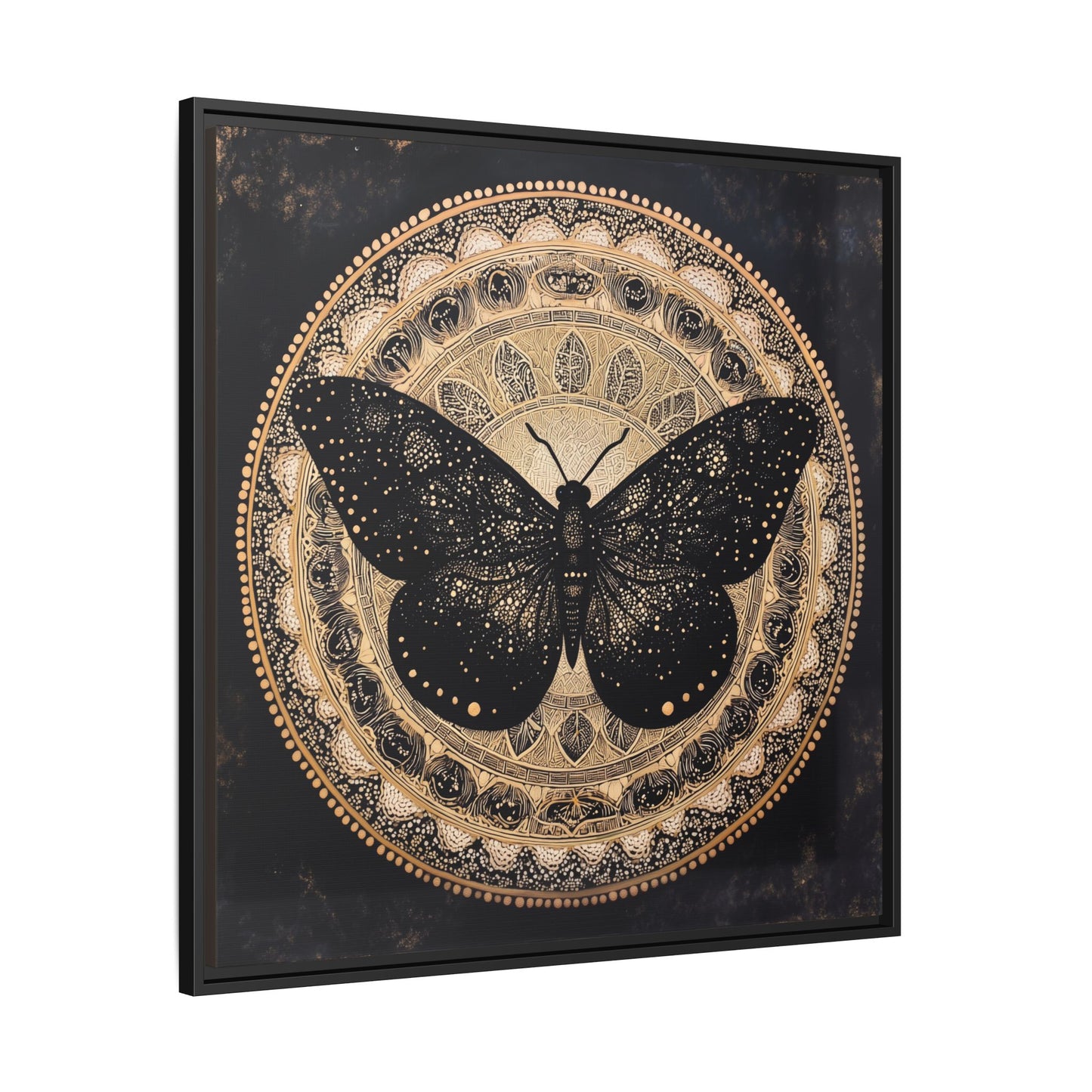 Black Moth Mandala Matte Canvas Framed | Wall Art