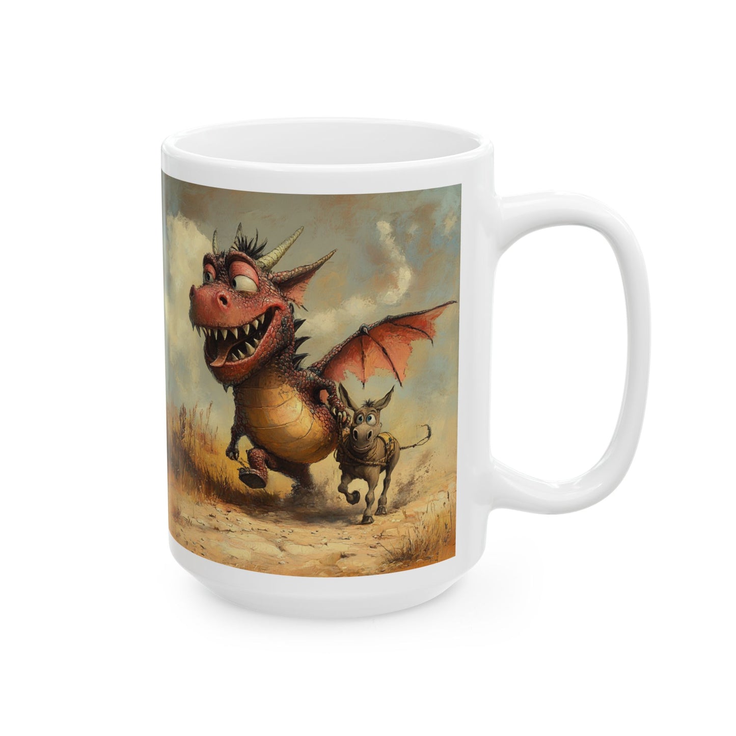 Dragon Ass Ceramic Mug - Whimsical Gift for Dragon Lovers, Unique Coffee Cup, Funny Tea Mug, Cute Dragon Artwork, Imaginary Creatures