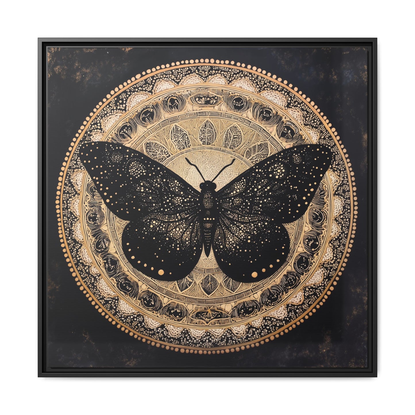 Black Moth Mandala Matte Canvas Framed | Wall Art