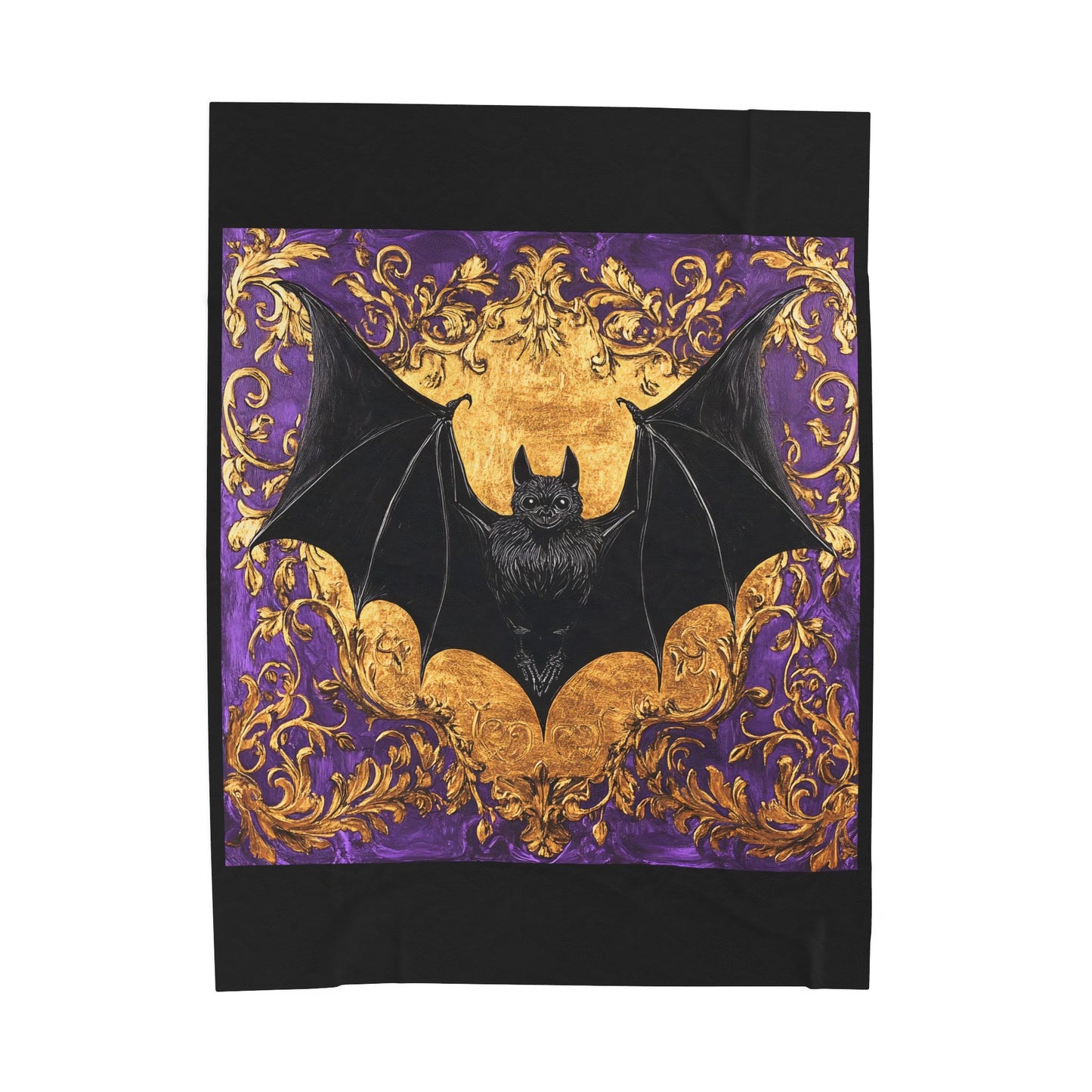 Bohemian Baroque Bat Velveteen Plush Blanket - Cozy Home Decor, Halloween Throw, Gothic Decor, Luxurious Gift