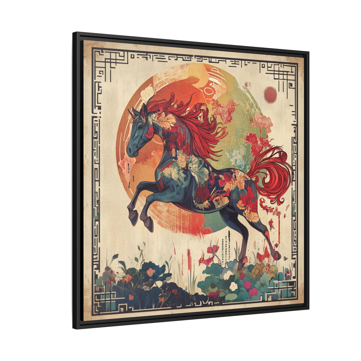 Fire Horse Year Matte Canvas Framed Print
