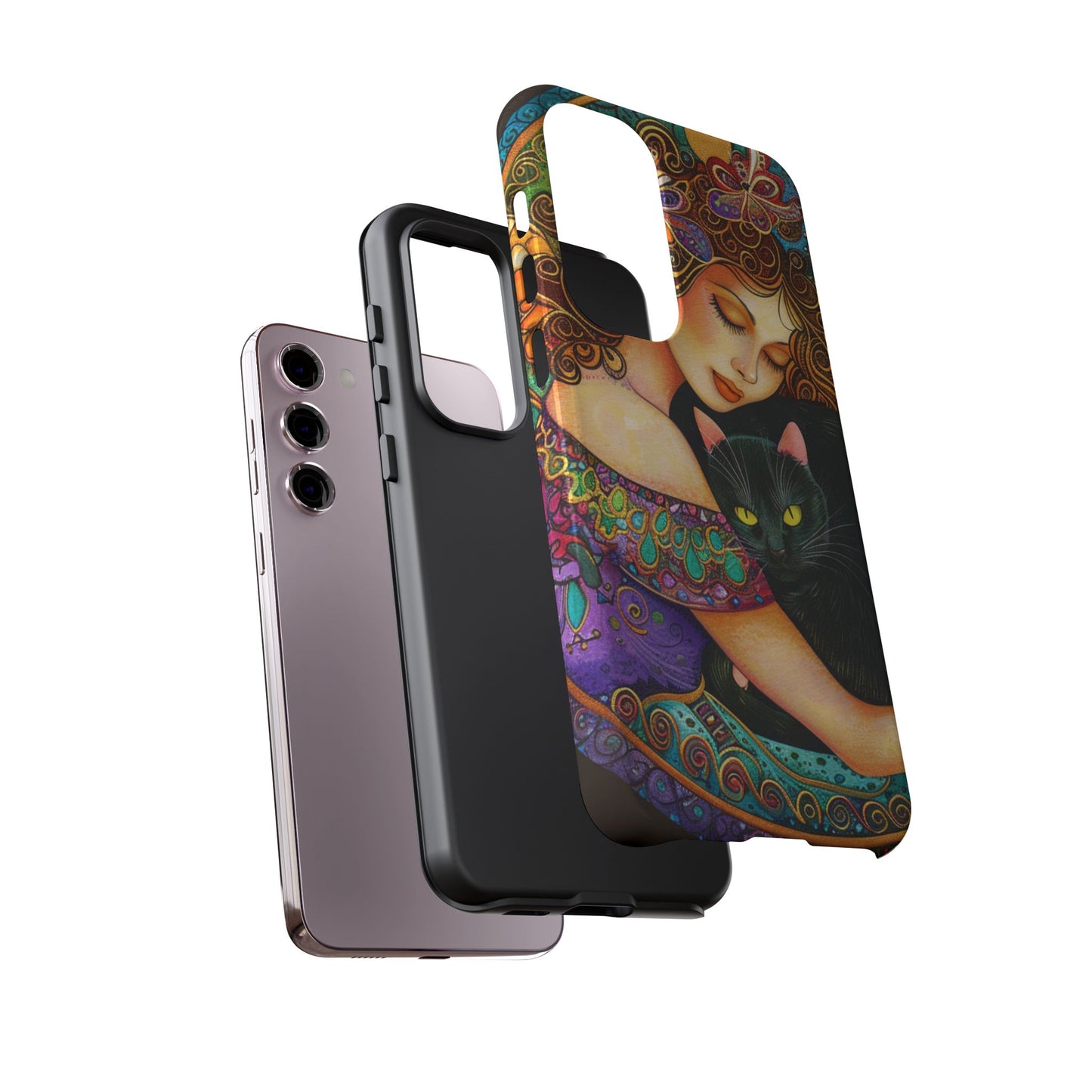 Colorful Cat Art Phone Case, Tough Phone Cover for Cat Lovers, Gift for Pet Owners, Artistic Mobile Case, Cute Cat Design