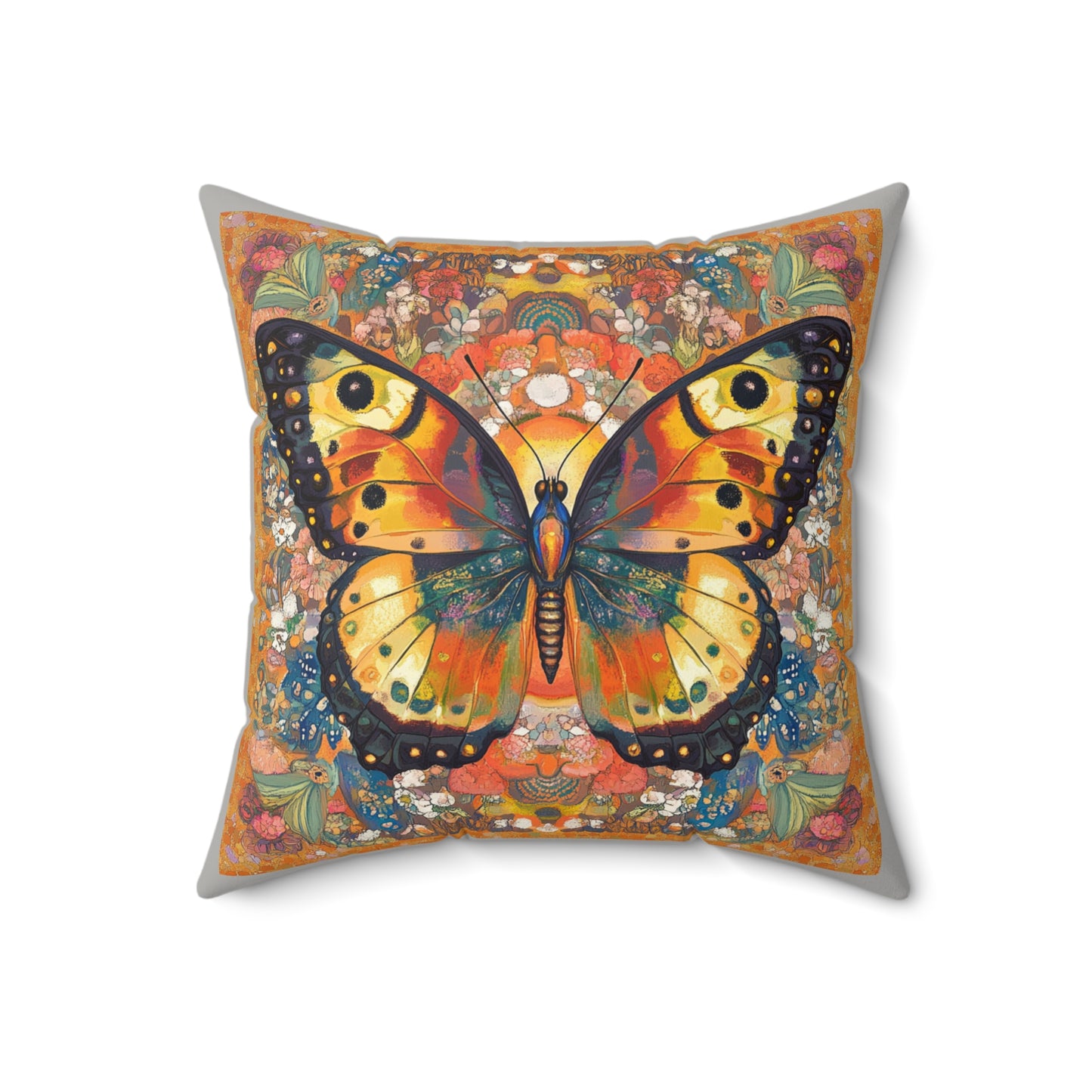 Vibrant Butterfly Faux Suede Square Pillow, Decorative Cushion, Boho Decor, Home Accent, Gift Idea for Nature Lovers