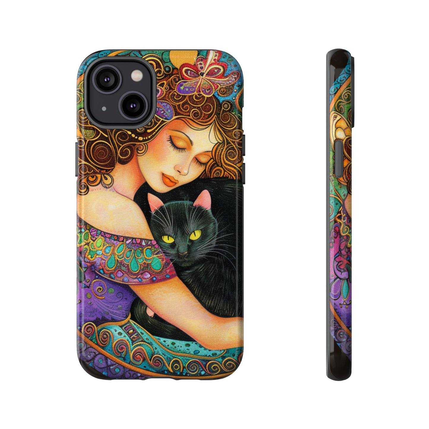 Colorful Cat Art Phone Case, Tough Phone Cover for Cat Lovers, Gift for Pet Owners, Artistic Mobile Case, Cute Cat Design