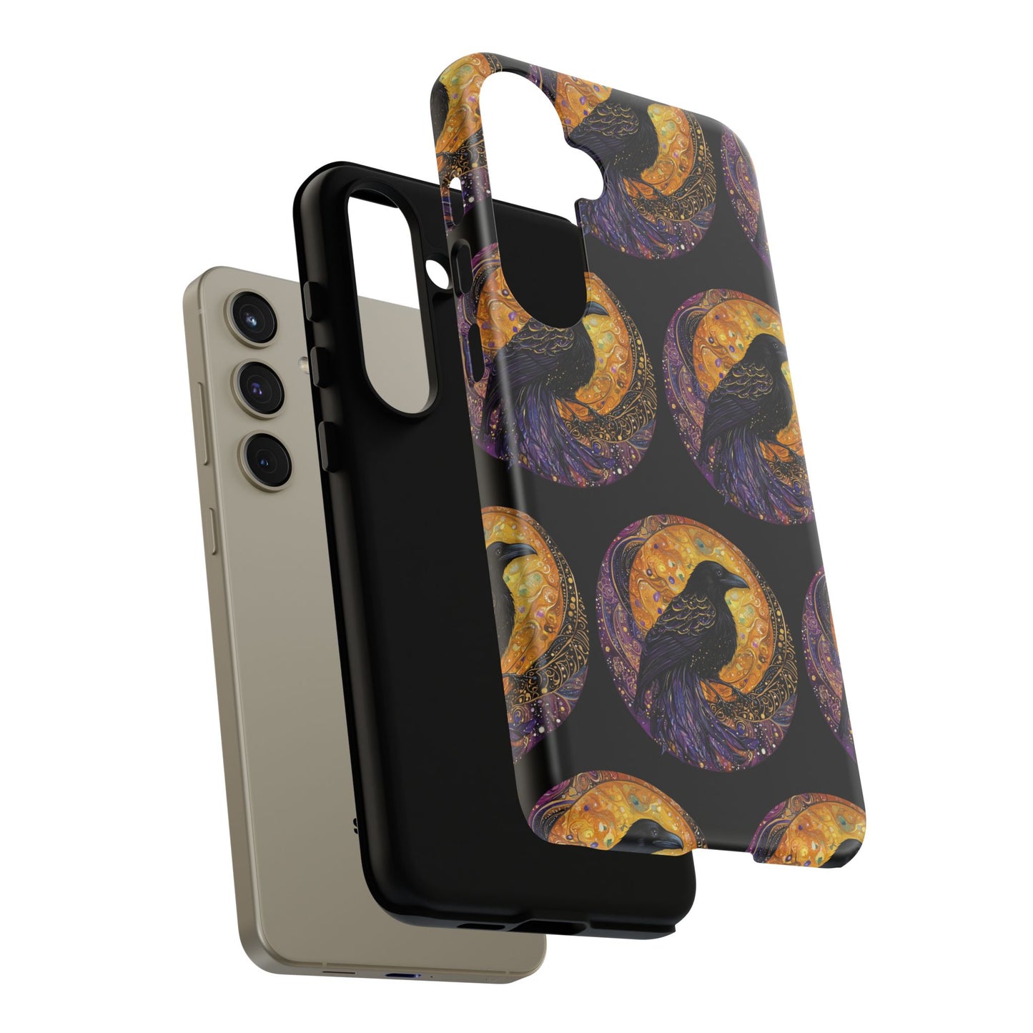 Raven Celestial Phone Case, Astrological Gift, Bird Lover Accessory, Tough Phone Cover, Gothic Aesthetic, Halloween Tech Decor