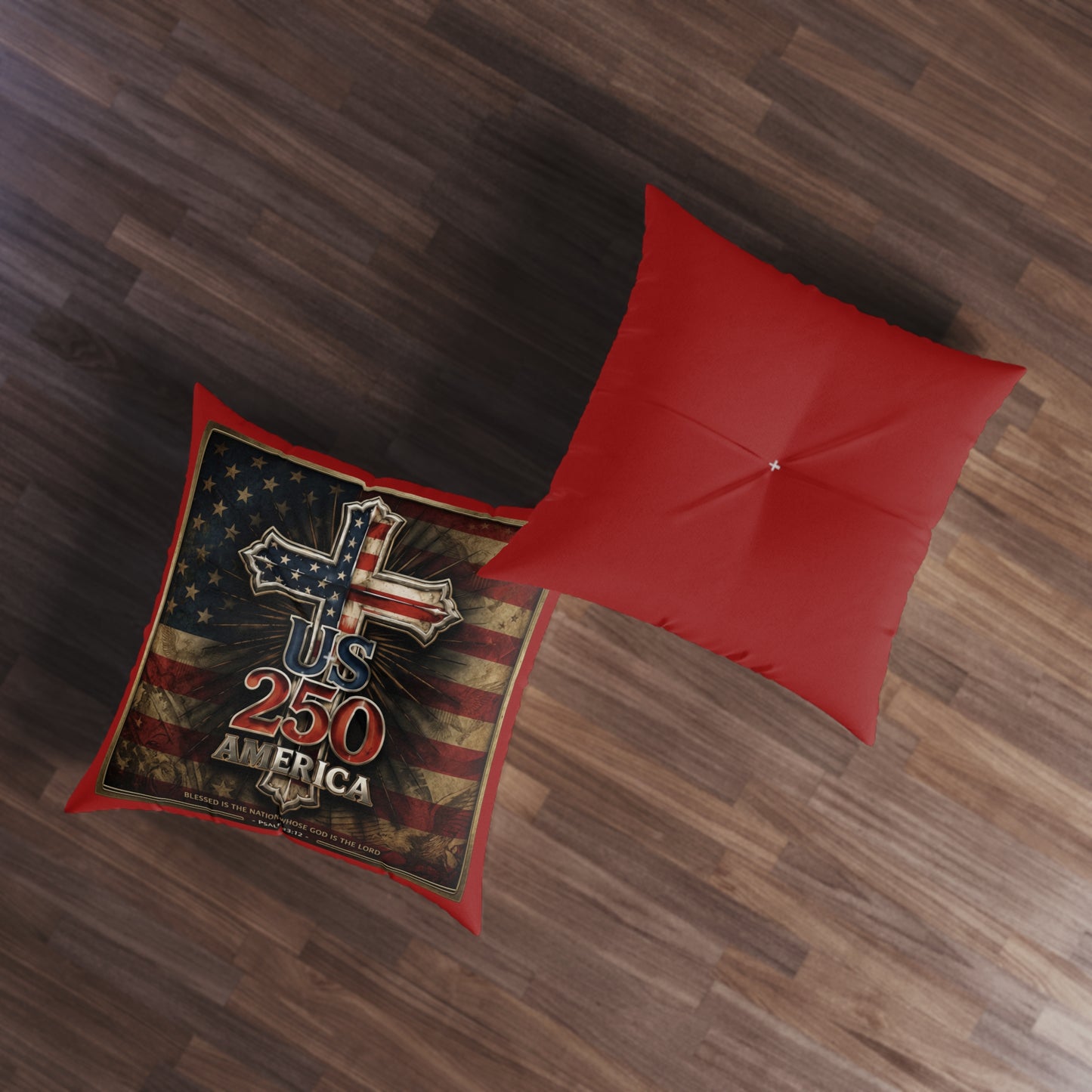 US 250 America Cross Tufted Floor Pillow Patriotic Flag Square Pillow