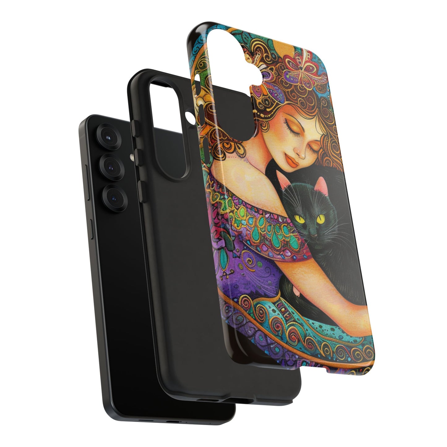 Colorful Cat Art Phone Case, Tough Phone Cover for Cat Lovers, Gift for Pet Owners, Artistic Mobile Case, Cute Cat Design
