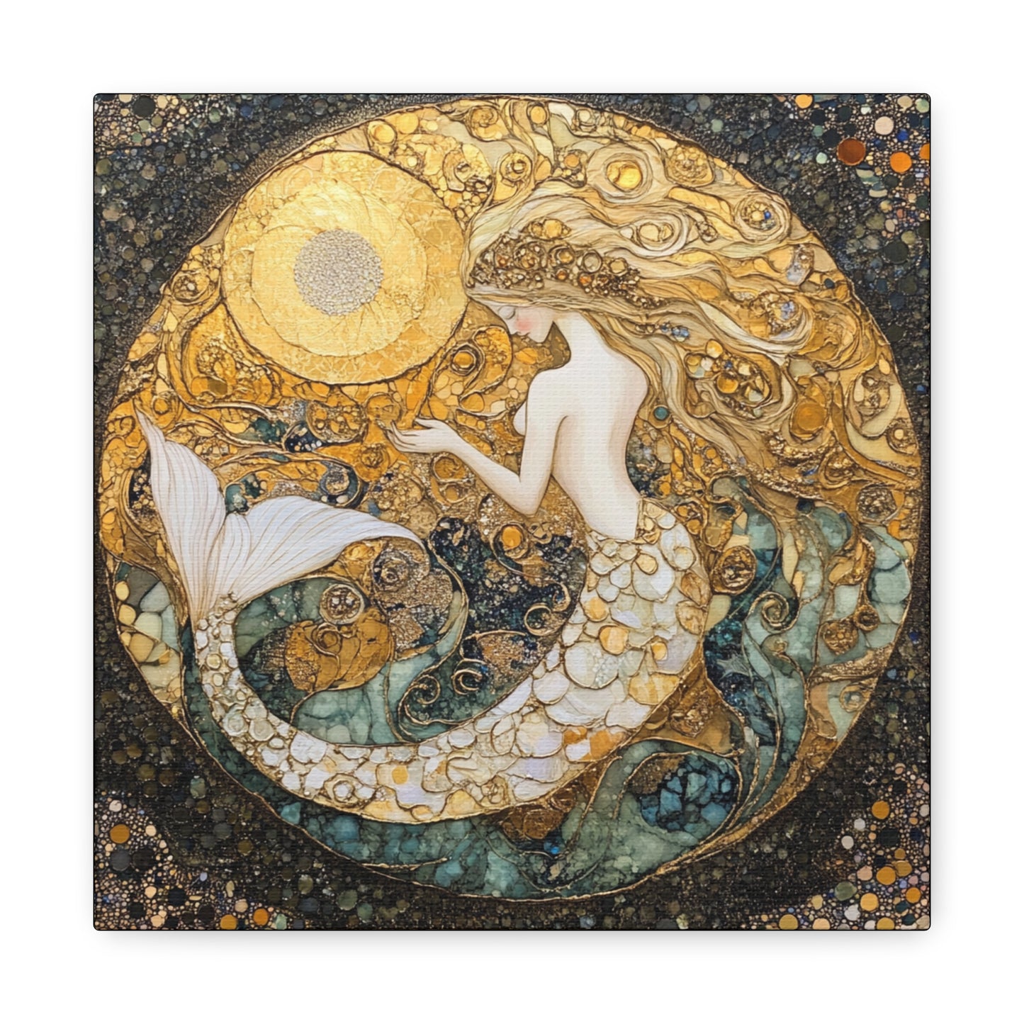 Elegant Mermaid Wall Art - Stretched Matte Canvas, Nautical Decor, Ocean Lover Gift, Home Decoration, Unique Mermaid Artwork