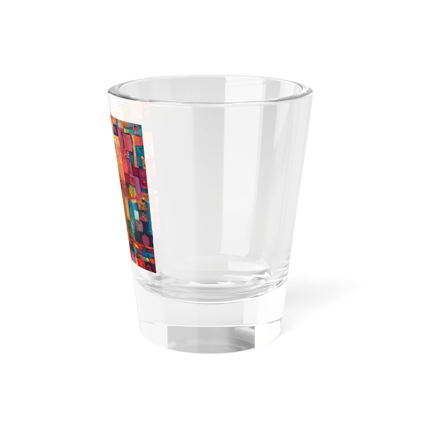 Happy New Year 2026 Tequila Bottle Artwork Shot Glass | Colorful Mosaic Barware