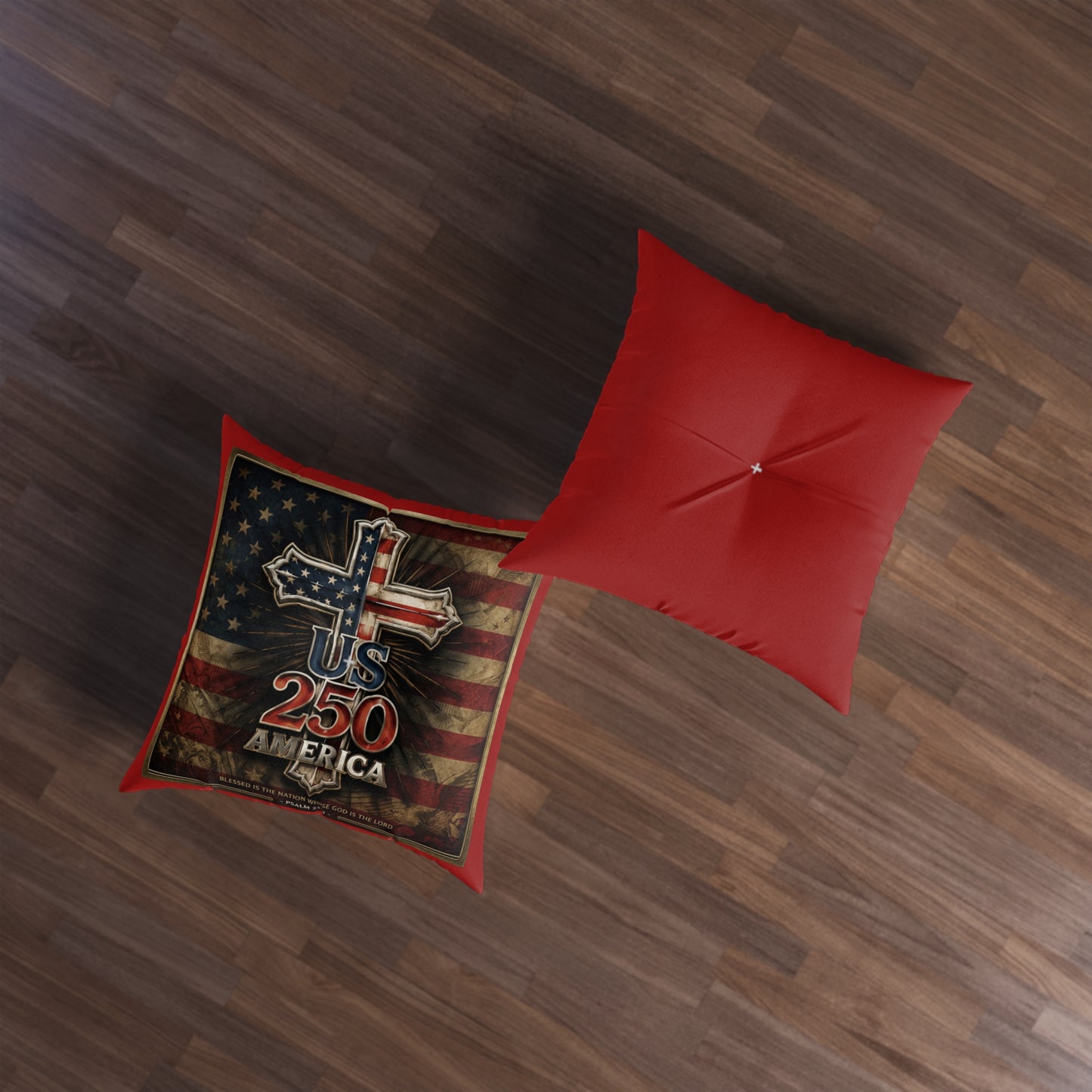 US 250 America Cross Tufted Floor Pillow Patriotic Flag Square Pillow