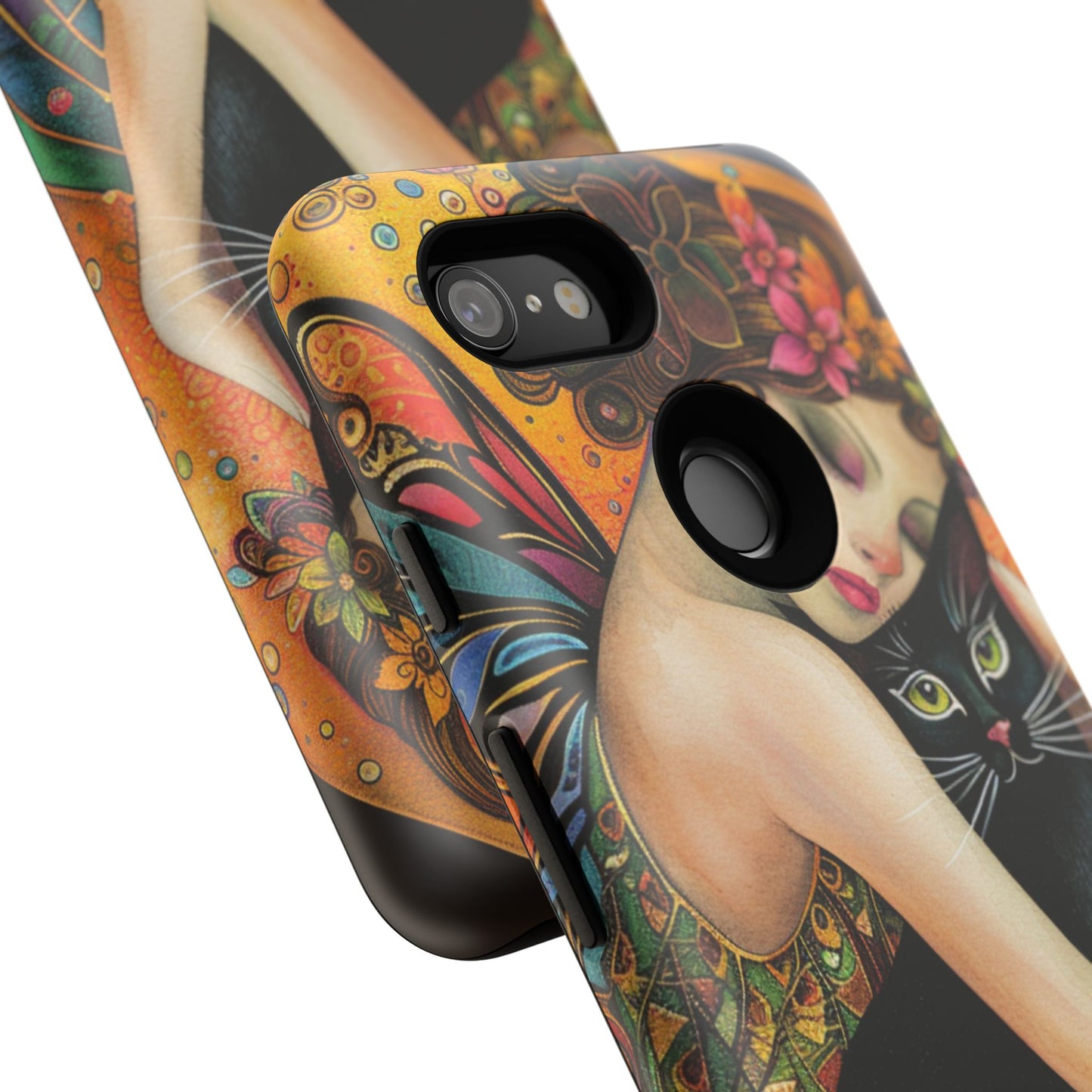 Colorful Art Phone Case with Cat and Fairy Design, Phone Cover Gift for Cat Lovers, Unique Floral Case, Magical Design, Vibrant Phone [...]