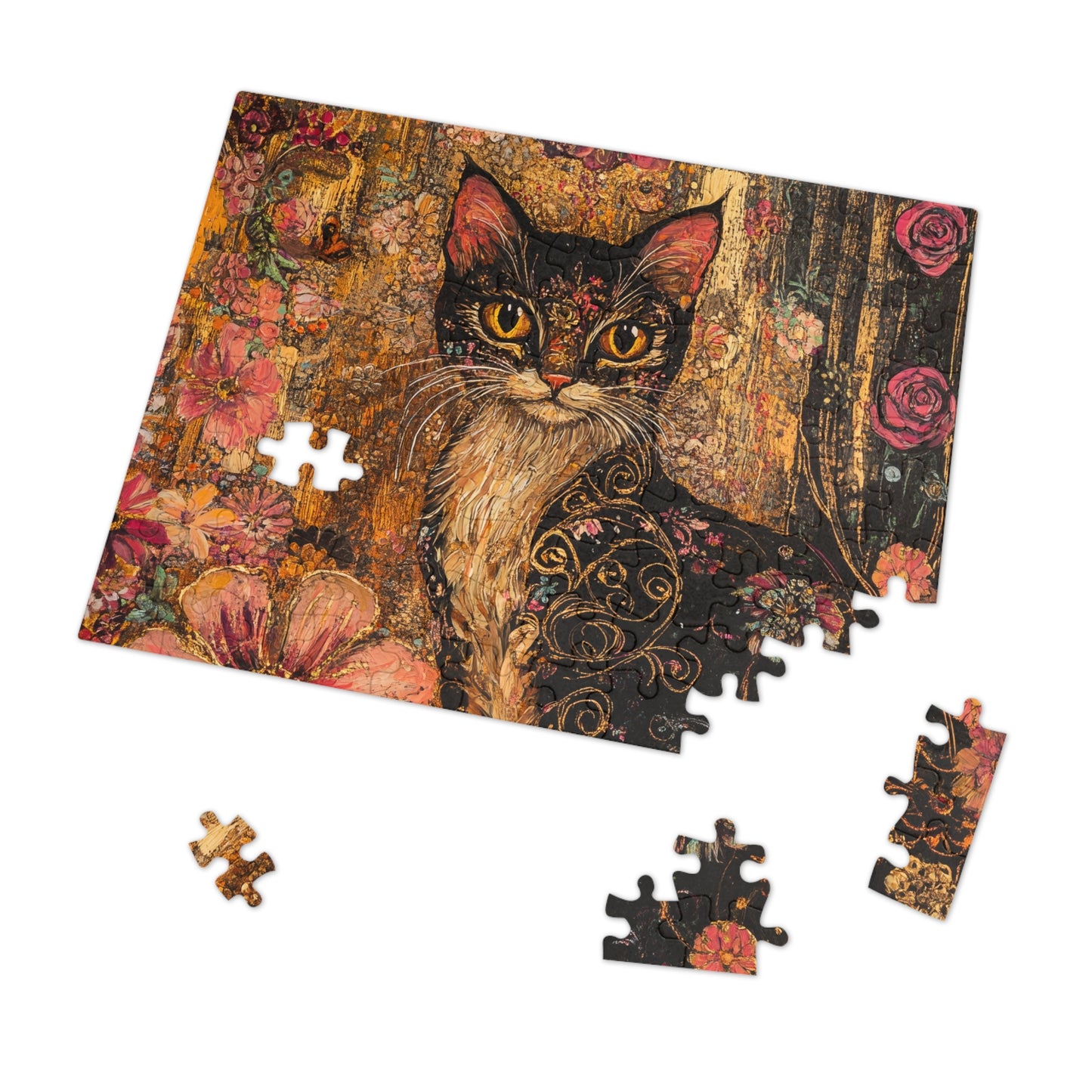 Wild Flower Cat Jigsaw Puzzle with Tin