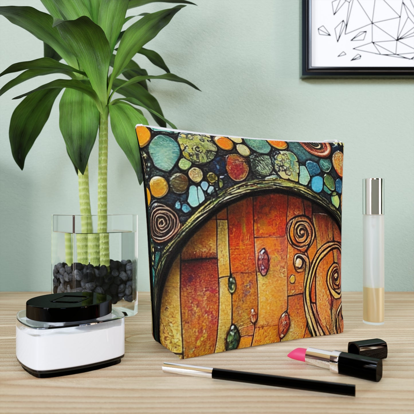 Fairy Door Artistic Cotton Cosmetic Bag, Colorful Art Pouch, Makeup Organizer, Travel Essentials, Gift for Her, Festival Ready