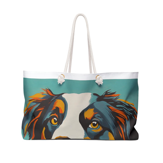 Mid Century Modern Black Tri Australian Shepherd  Weekender Bag | Pet Lover Travel Tote, Perfect for Weekend Getaways