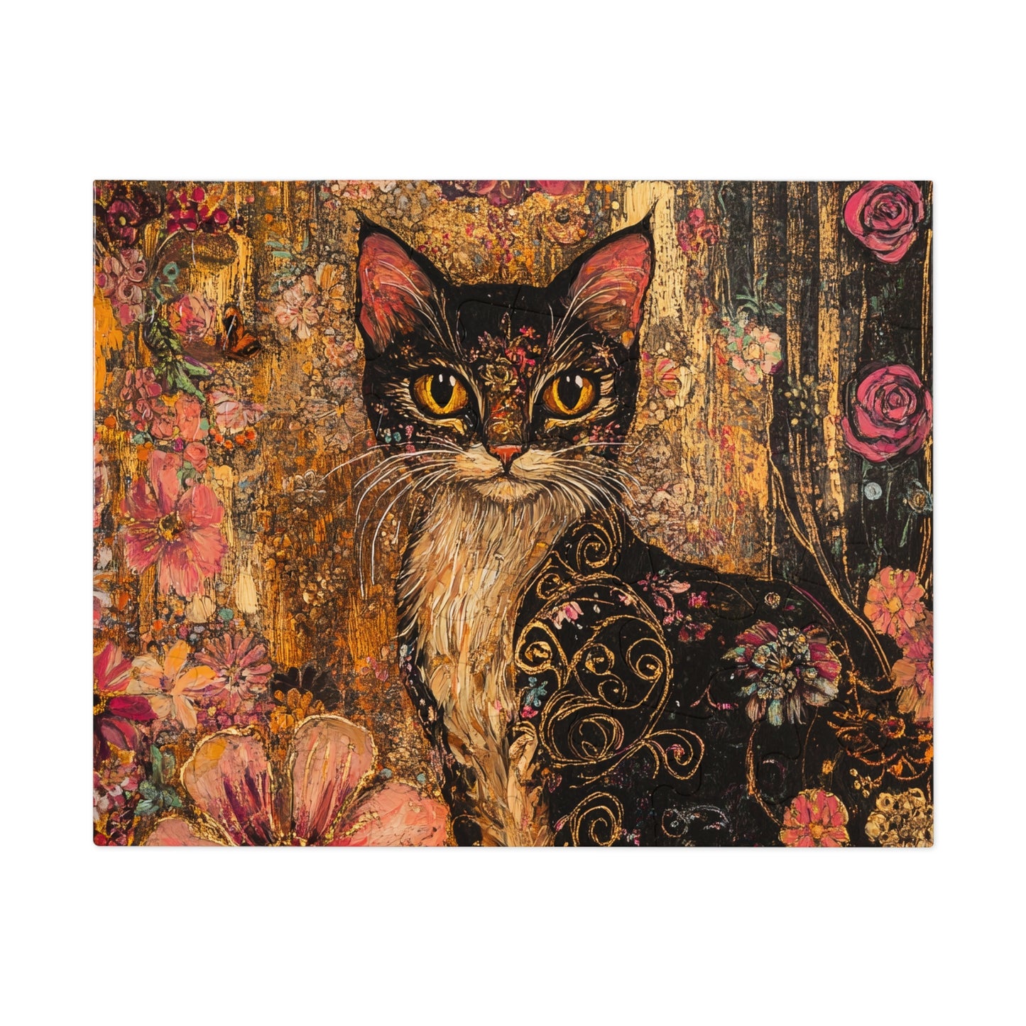 Wild Flower Cat Jigsaw Puzzle with Tin