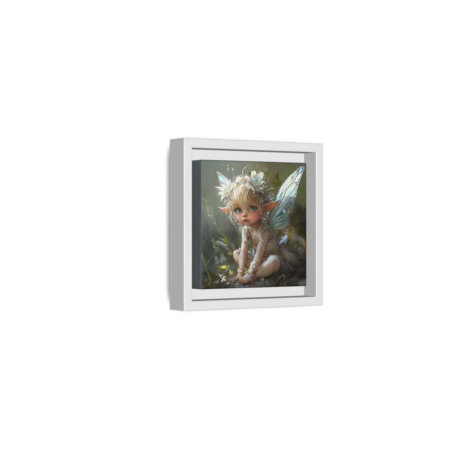 Baby Fairy Art Print, Framed Canvas, Whimsical Home Decor, Fairy Tale Gift, Magical Nursery Wall Art