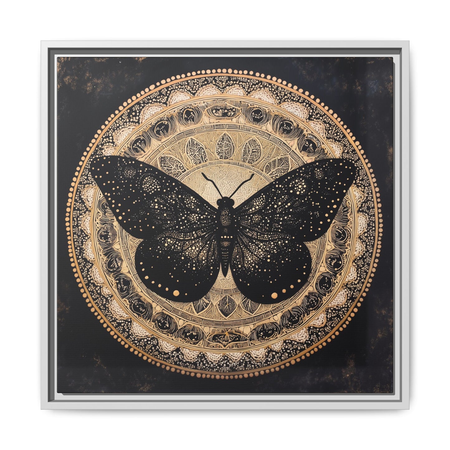 Black Moth Mandala Matte Canvas Framed | Wall Art