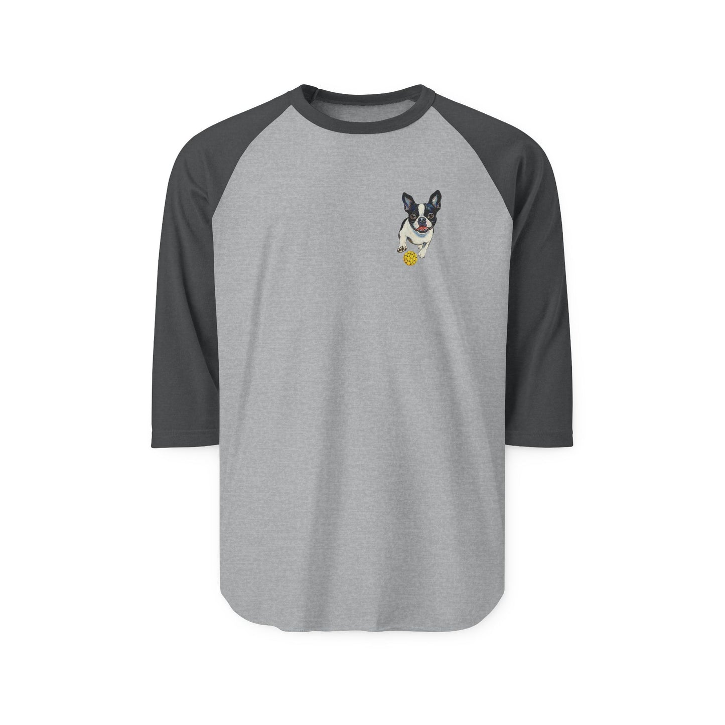 Pickle Ball Boston Terrier Unisex Three-Quarter Sleeve Raglan Shirt