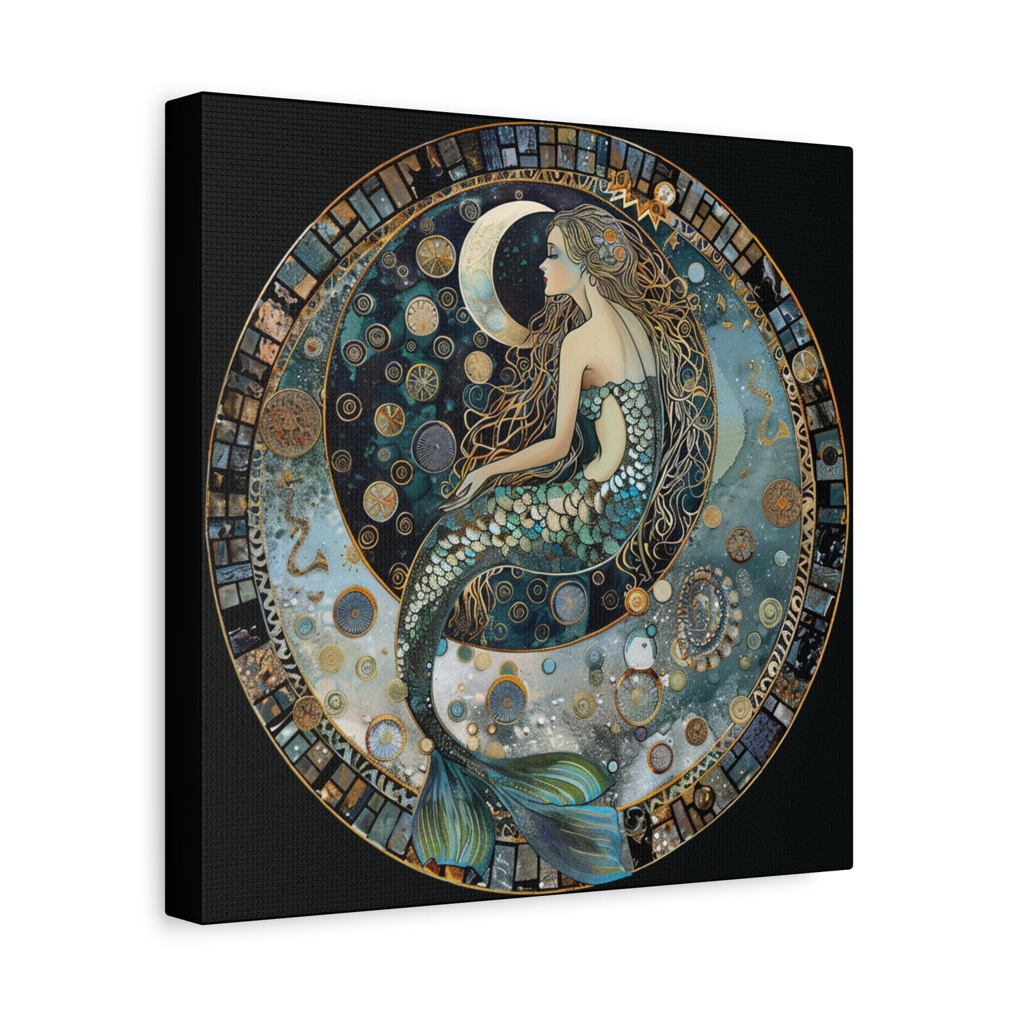 Mermaid Moon Canvas Art Print, Ocean Decor, Fantasy Artwork, Nautical Home Wall Art, Ethereal Gift for Sea Lovers
