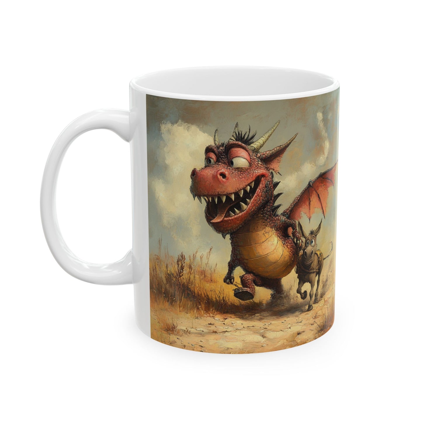 Dragon Ass Ceramic Mug - Whimsical Gift for Dragon Lovers, Unique Coffee Cup, Funny Tea Mug, Cute Dragon Artwork, Imaginary Creatures